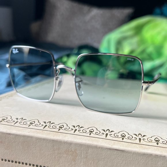 Ray Ban Square 1971 Washed Evolve Light Blue Photochromic Unisex Sunglasses main image 4